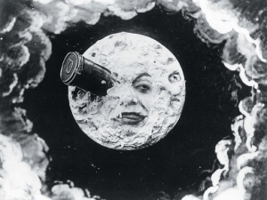 Probably the best known image from Melies's films, or early films at all. From Le Voyage Dans La Lune